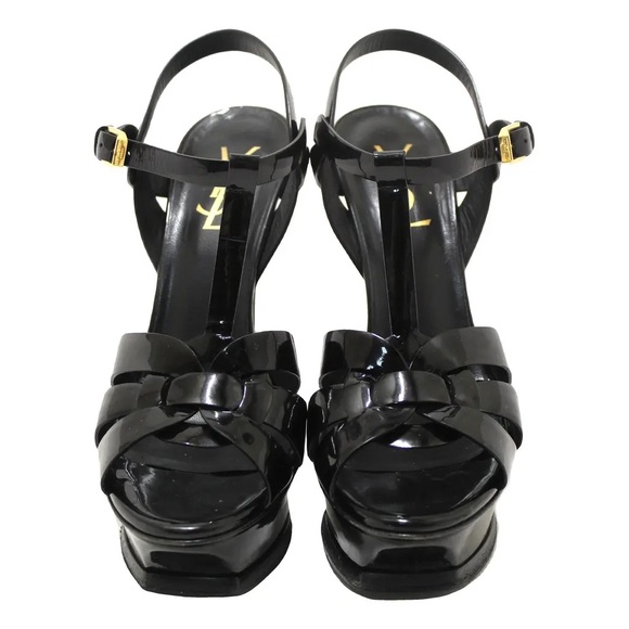 Yves Saint Laurent Shoes - Yves Saint Laurent Glossy Black Platform Heels